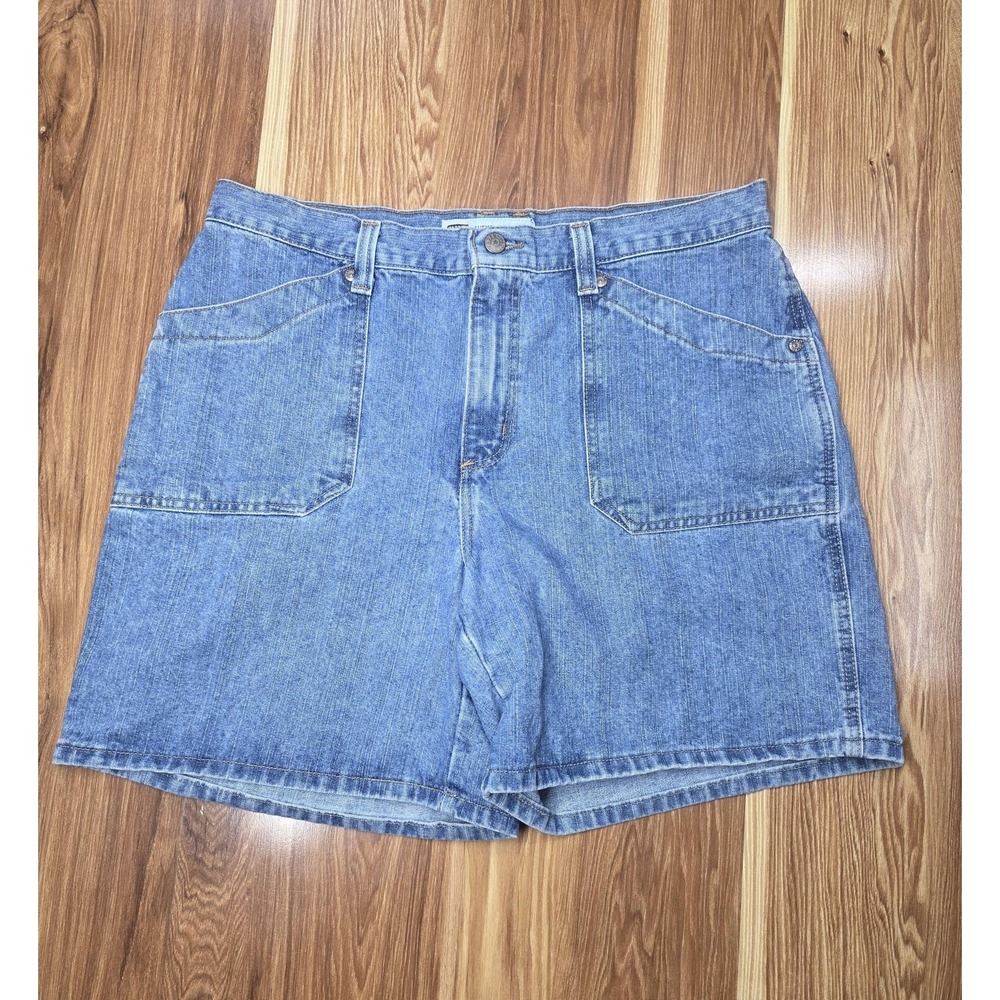 Y2k Faded Glory Denim Shorts Womens 14 High Rise Jean Relaxed Fit Pockets‎